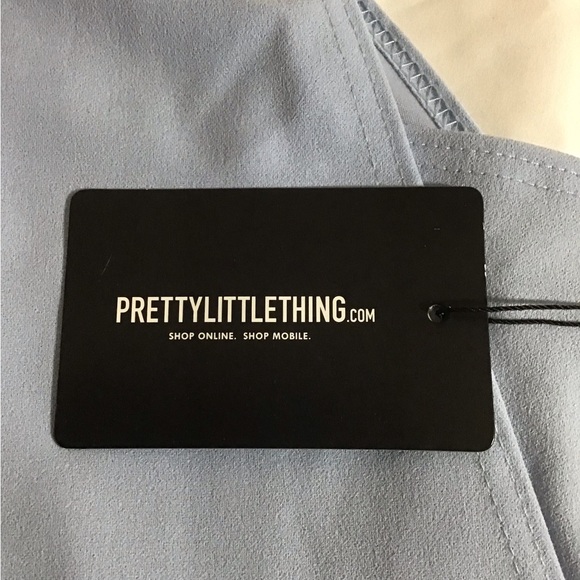 Pretty Little Thing NWT Dusty Blue One Shoulder Bodycon Dress Size 4 EU8 - Picture 8 of 9